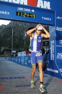 Overcome. Family and Vince, arms raised in the background.